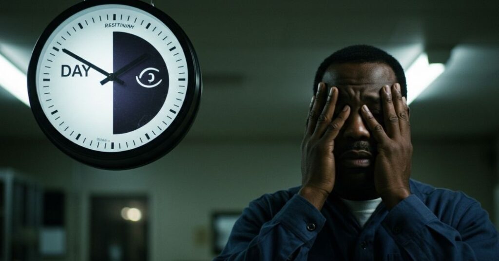 Disrupted body clock in shift worker struggling with sleep and alertness
