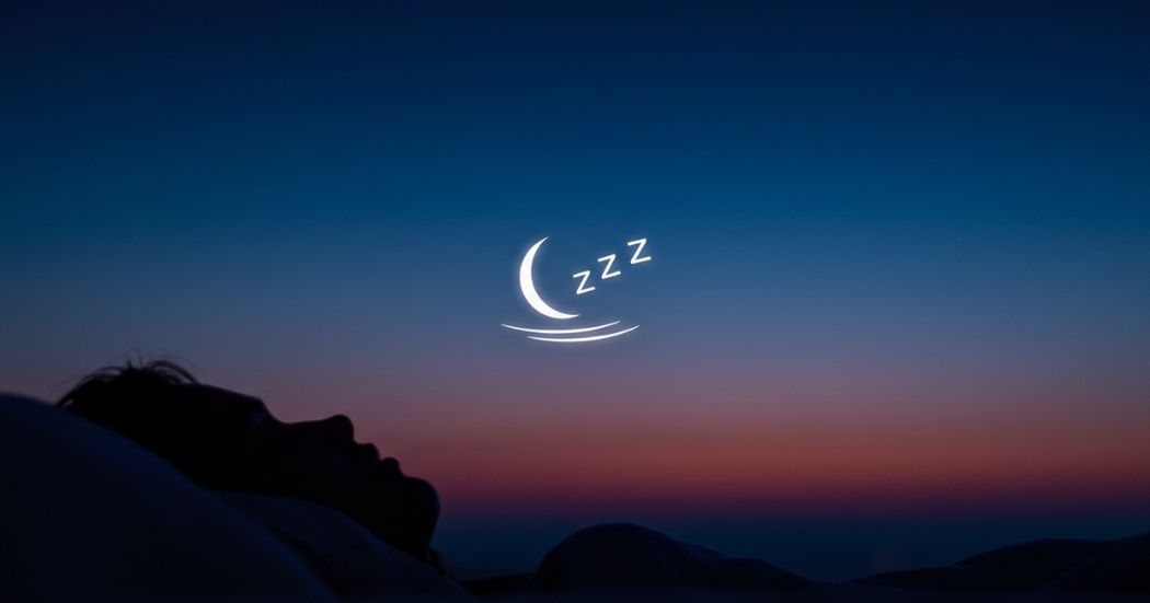 Drift Off Peacefully: Guided Meditation for Deep Sleep Recovery and Relaxation 1 "Abstract image showing a soft blue and purple gradient, representing peaceful sleep and deep recovery, with a subtle crescent moon icon."