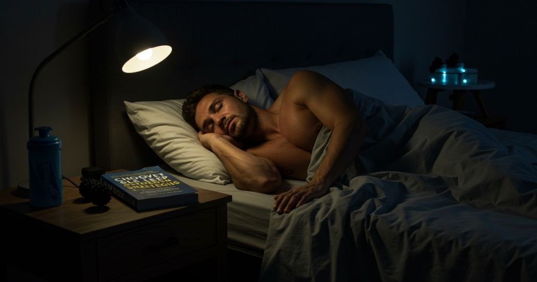 Unlock Peak Performance: How to Improve REM Sleep for Optimal Athletic Recovery 3 Conceptual image illustrating improved REM sleep for athletic recovery, showing brain activity during sleep with an athlete's silhouette and performance symbols.