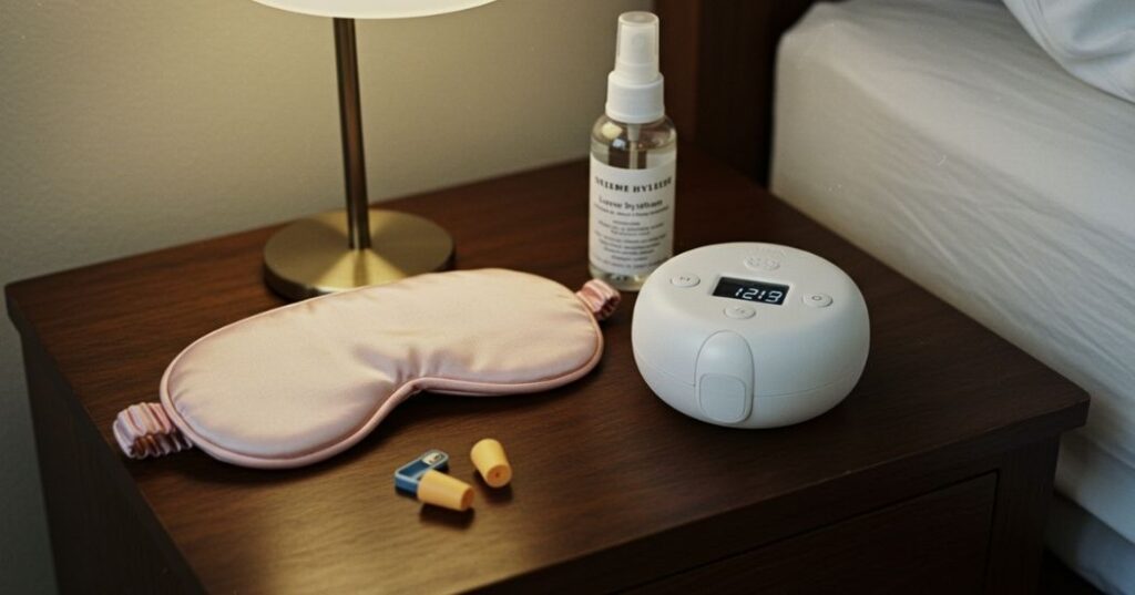 Eye mask, earplugs, and white noise machine as practical sleep hygiene tools for shift workers