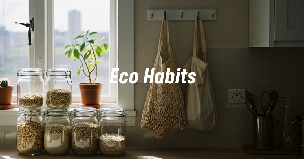 Minimalist kitchen with eco-friendly storage and natural light